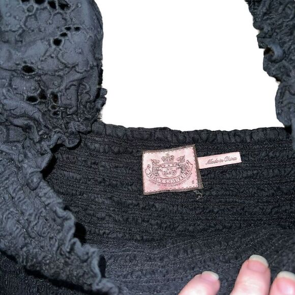 VINTAGE JUICY COUTURE Black Off The Shoulder Lace Dress Size 8 - Picture 6 of 10